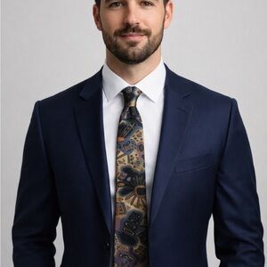 Vintage Structure Abstract Silk Tie Multicolor Geometric Art Men’s Necktie